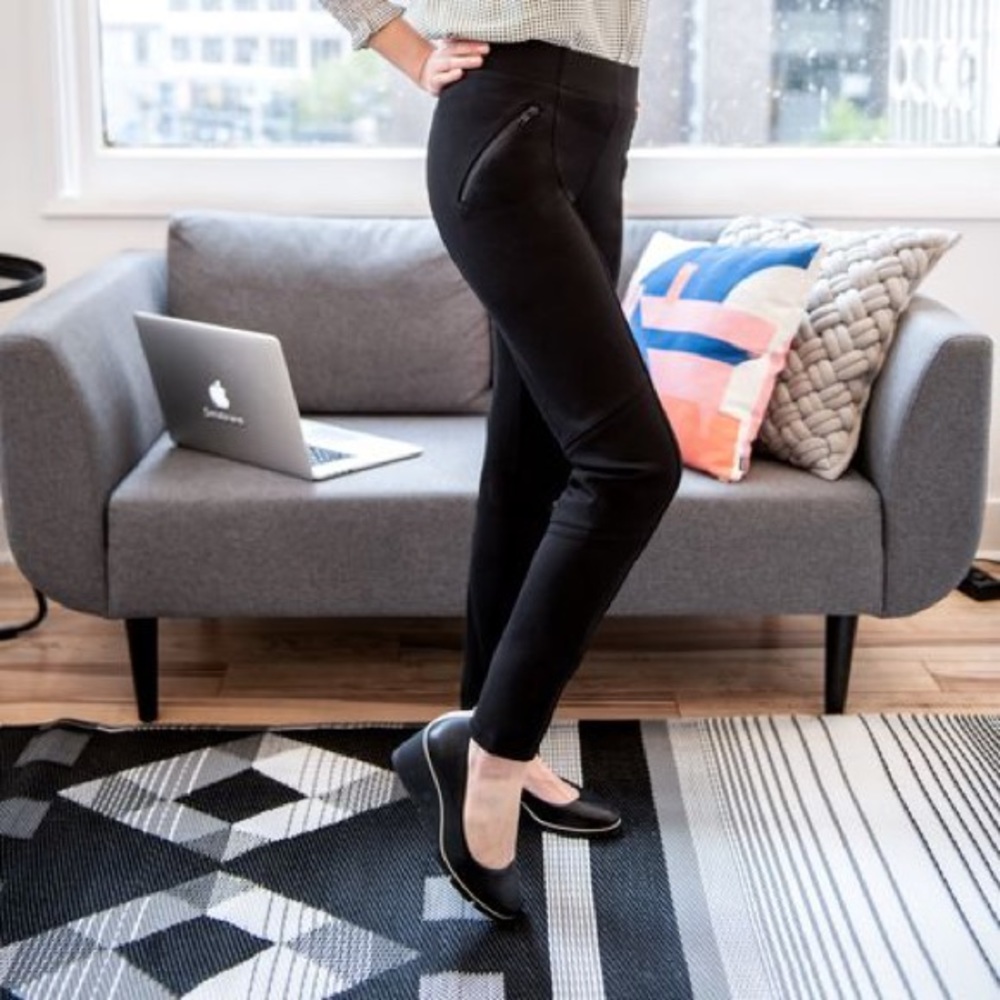 Betabrand moto sleek black yoga pants